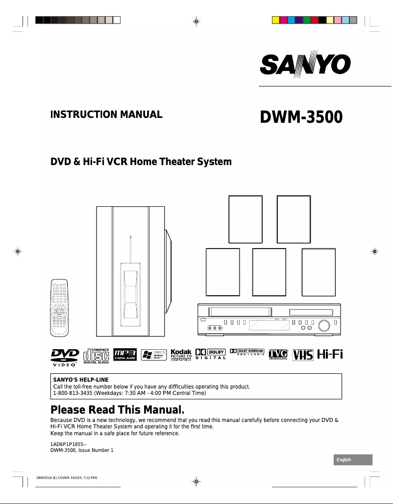 Page 1 de la notice Manuel utilisateur Sanyo DWM-3500