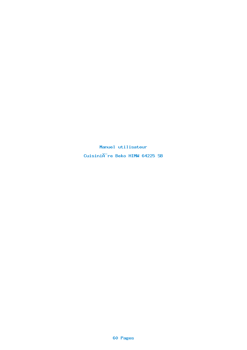 Page 1 de la notice Manuel utilisateur Beko HIMW 64225 SB