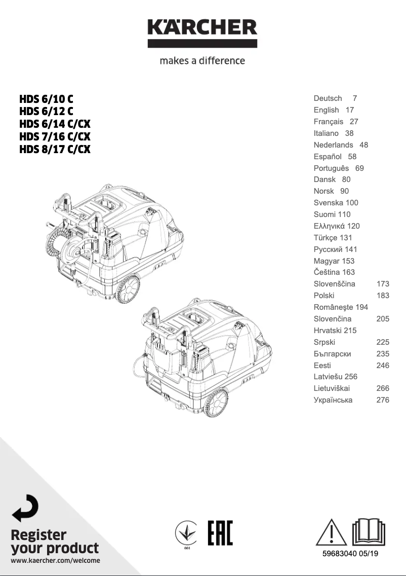 Page 1 de la notice Manuel utilisateur Kärcher HDS 7/16 CX