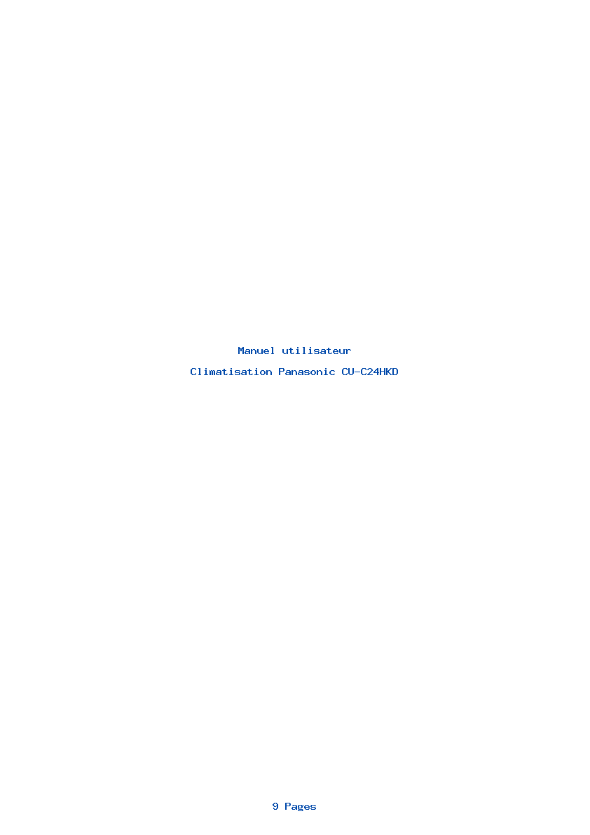 Page 1 de la notice Manuel utilisateur Panasonic CU-C24HKD