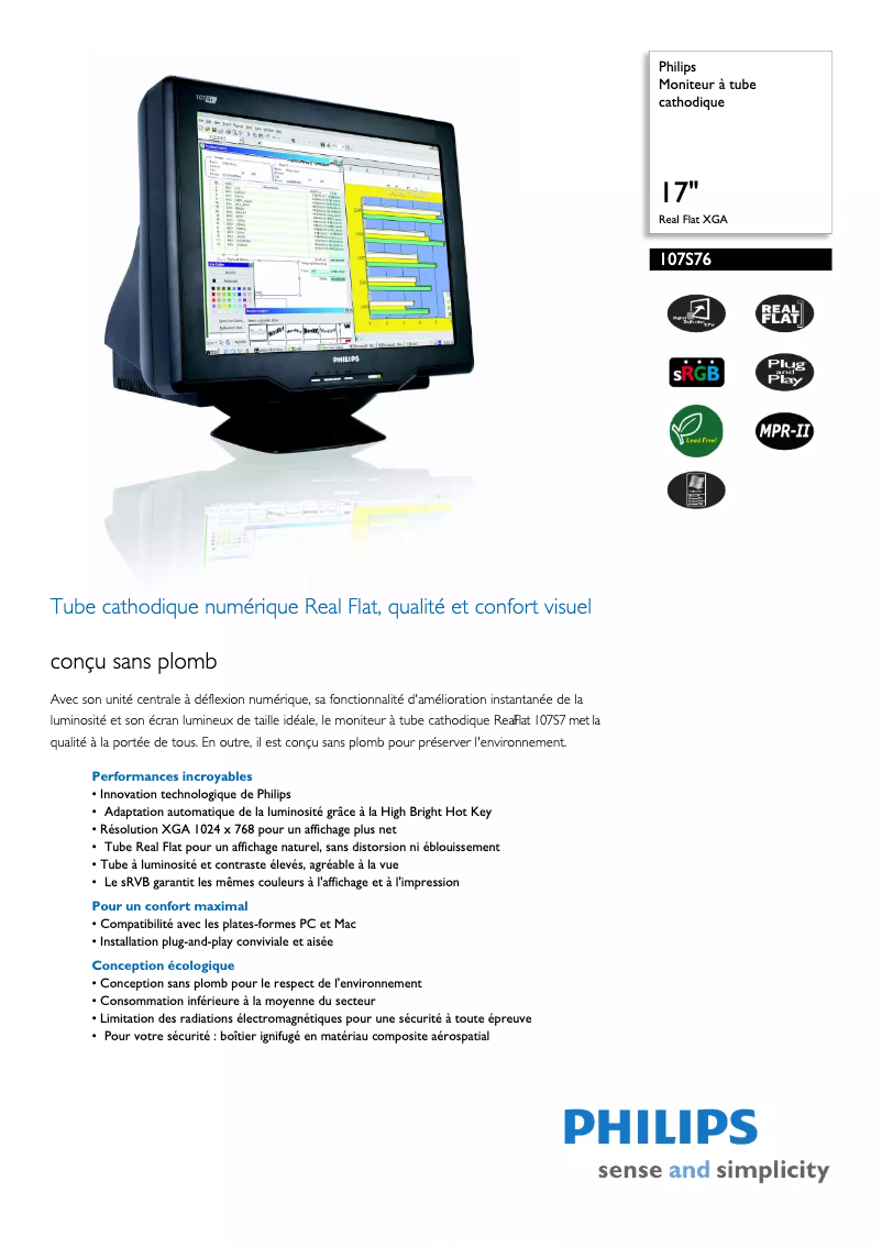 Página 1 del manual Ficha técnica Philips 107S76