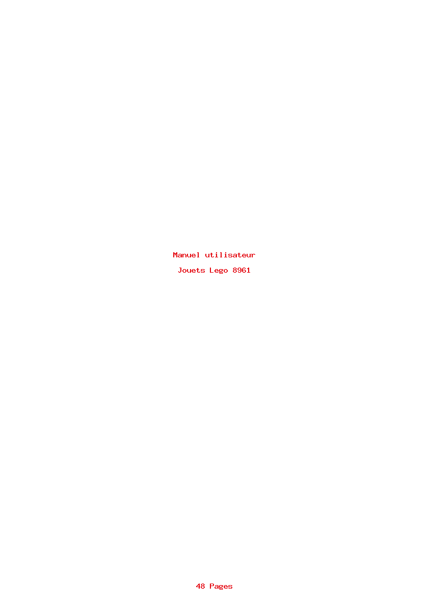 Page 1 de la notice Manuel utilisateur Lego 8961