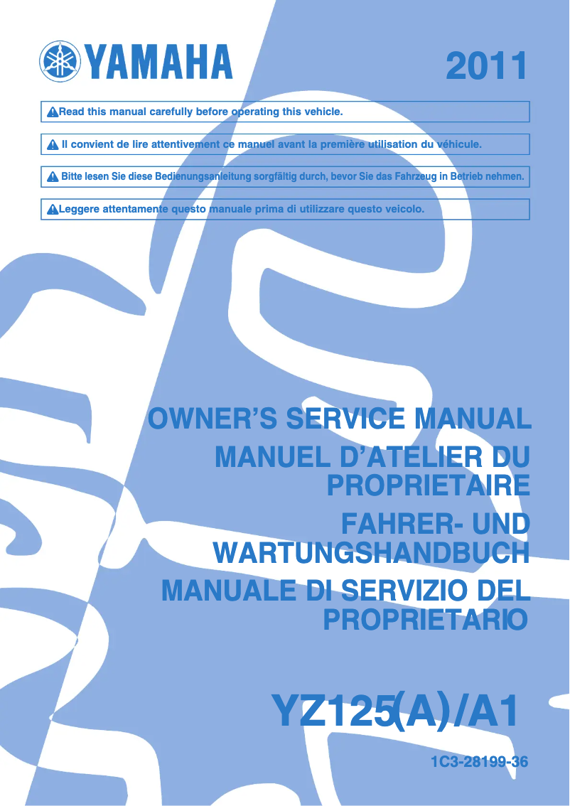 Page 1 de la notice Manuel utilisateur Yamaha YZ125 (2011)