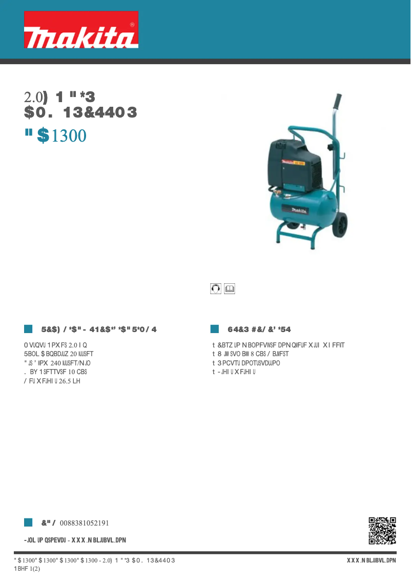 Página 1 del manual Ficha técnica Makita AC1300
