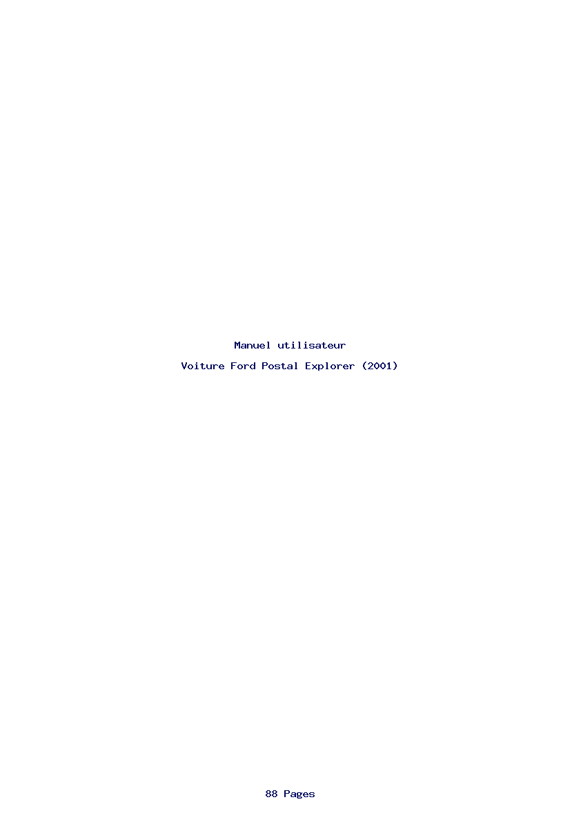 Page 1 de la notice Manuel utilisateur Ford Postal Explorer (2001)