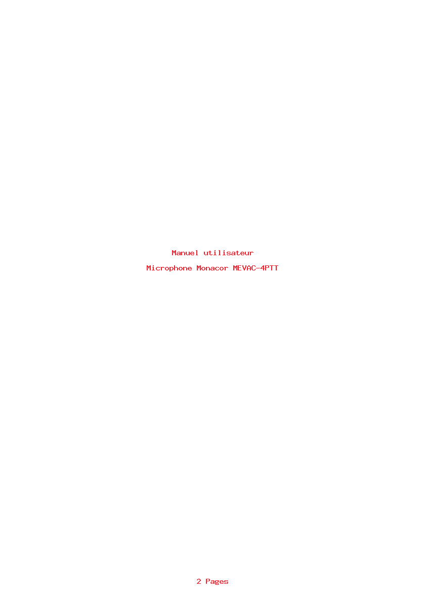 Page 1 de la notice Manuel utilisateur Monacor MEVAC-4PTT