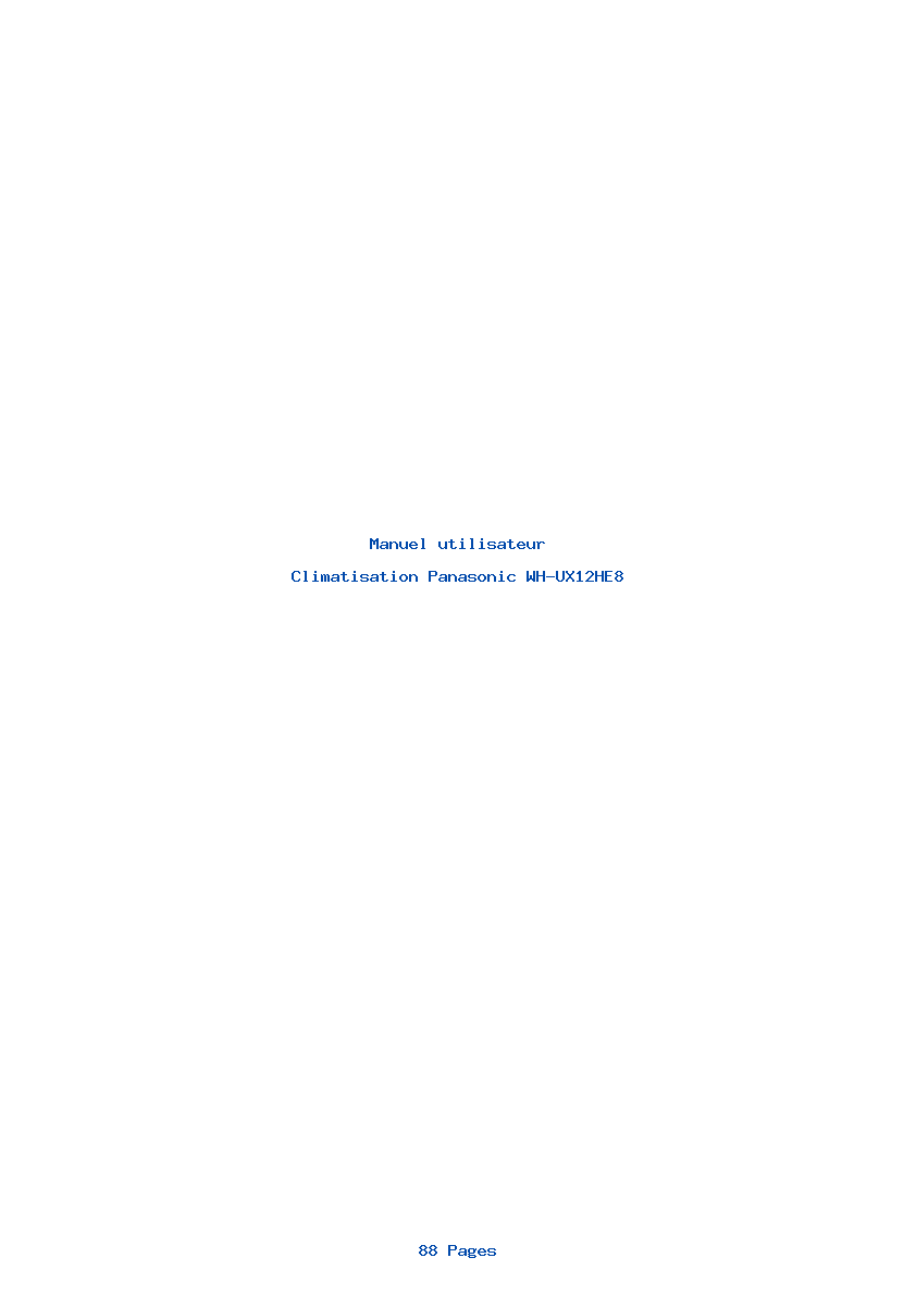 Page 1 de la notice Manuel utilisateur Panasonic WH-UX12HE8