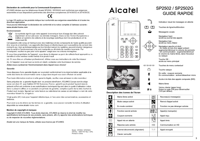 Página nº 1 - Manual de usuario Alcatel SP2502G
