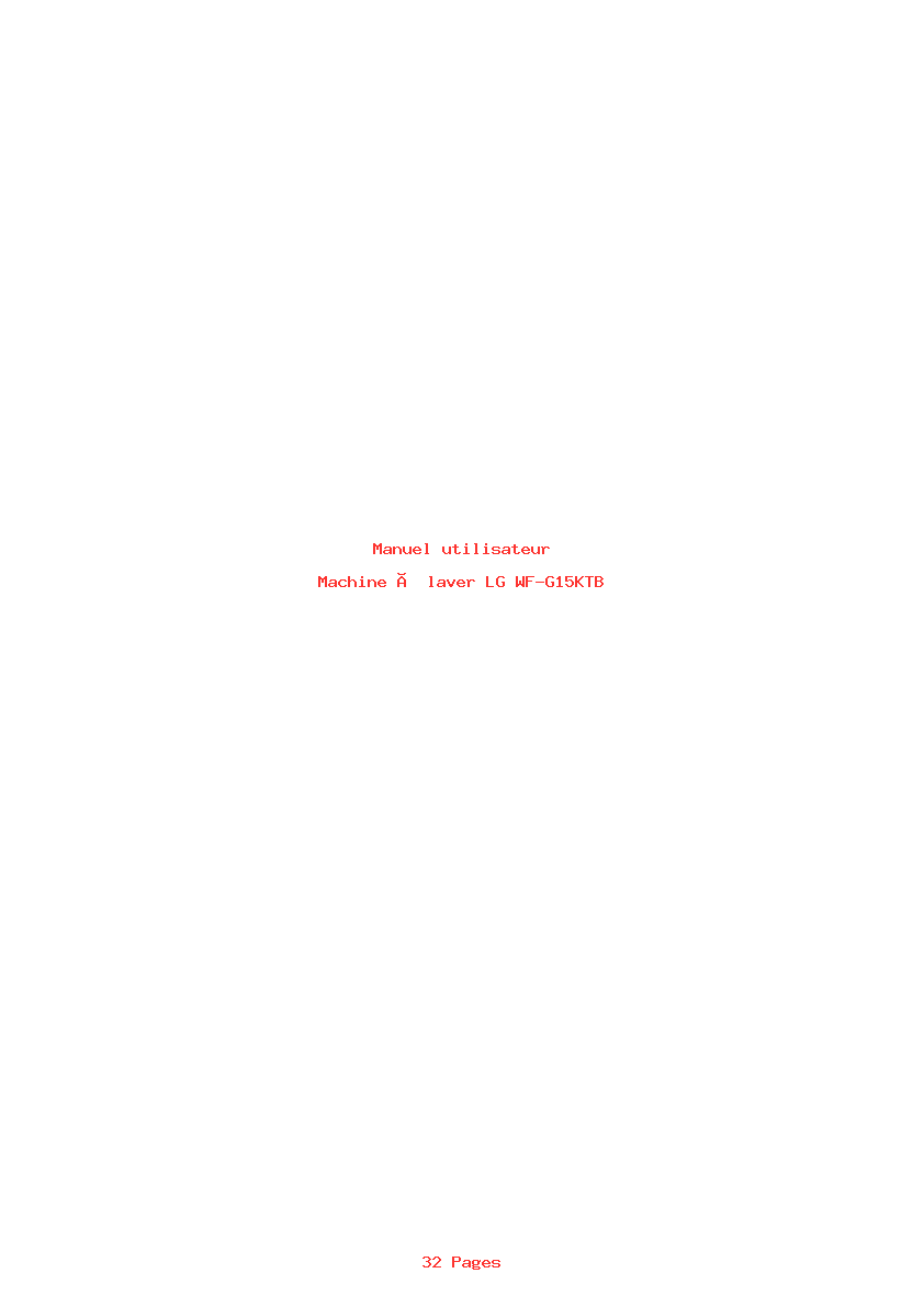 Page 1 de la notice Manuel utilisateur LG WF-G15KTB