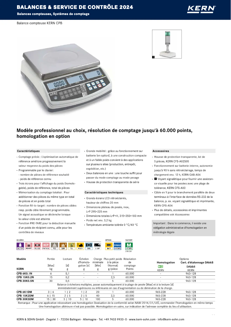 Page 1 de la notice Brochure Kern CPB 15K0.2N