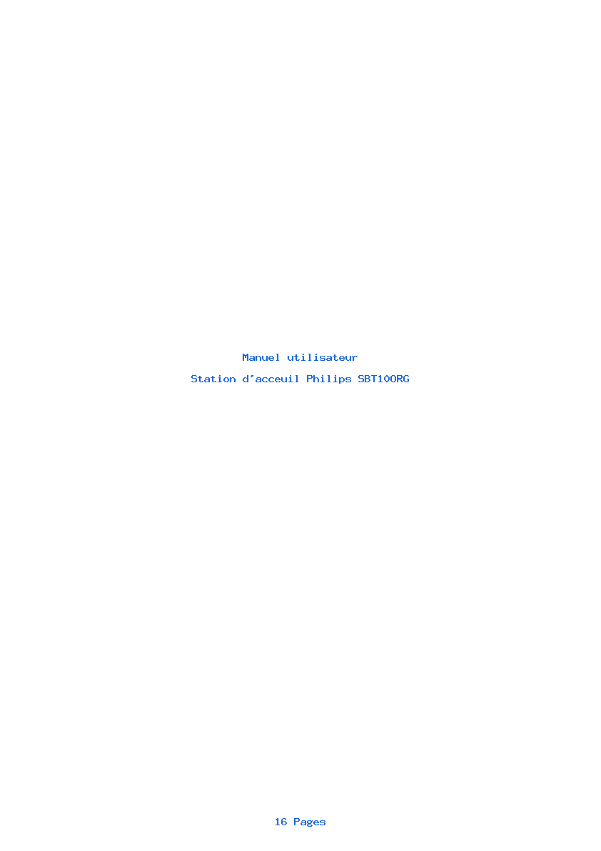 Page 1 de la notice Manuel utilisateur Philips SBT10ORG