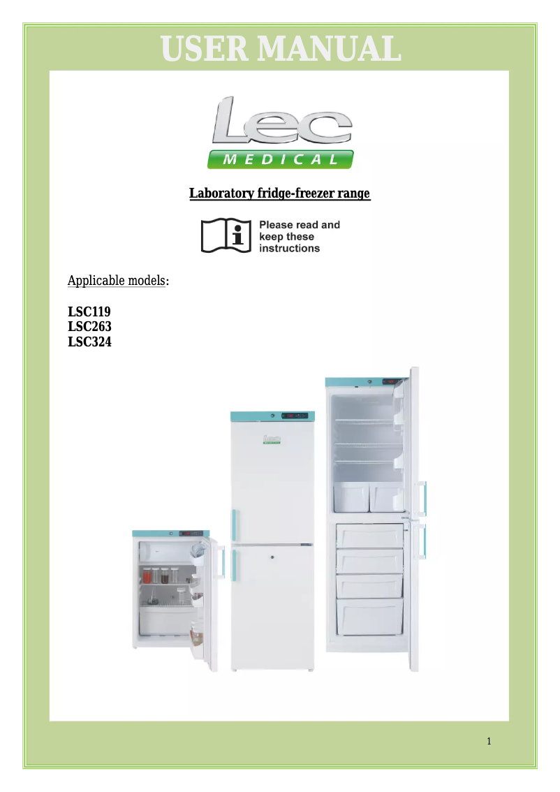 Page 1 de la notice Manuel utilisateur Lec Medical LSC119
