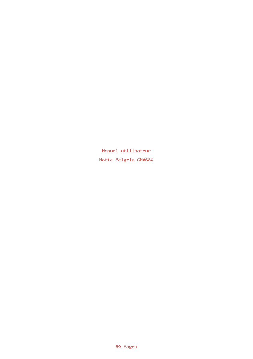 Page 1 de la notice Manuel utilisateur Pelgrim CMV680