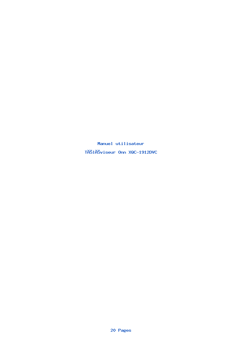 Page 1 de la notice Manuel utilisateur Onn XQC-1912DVC