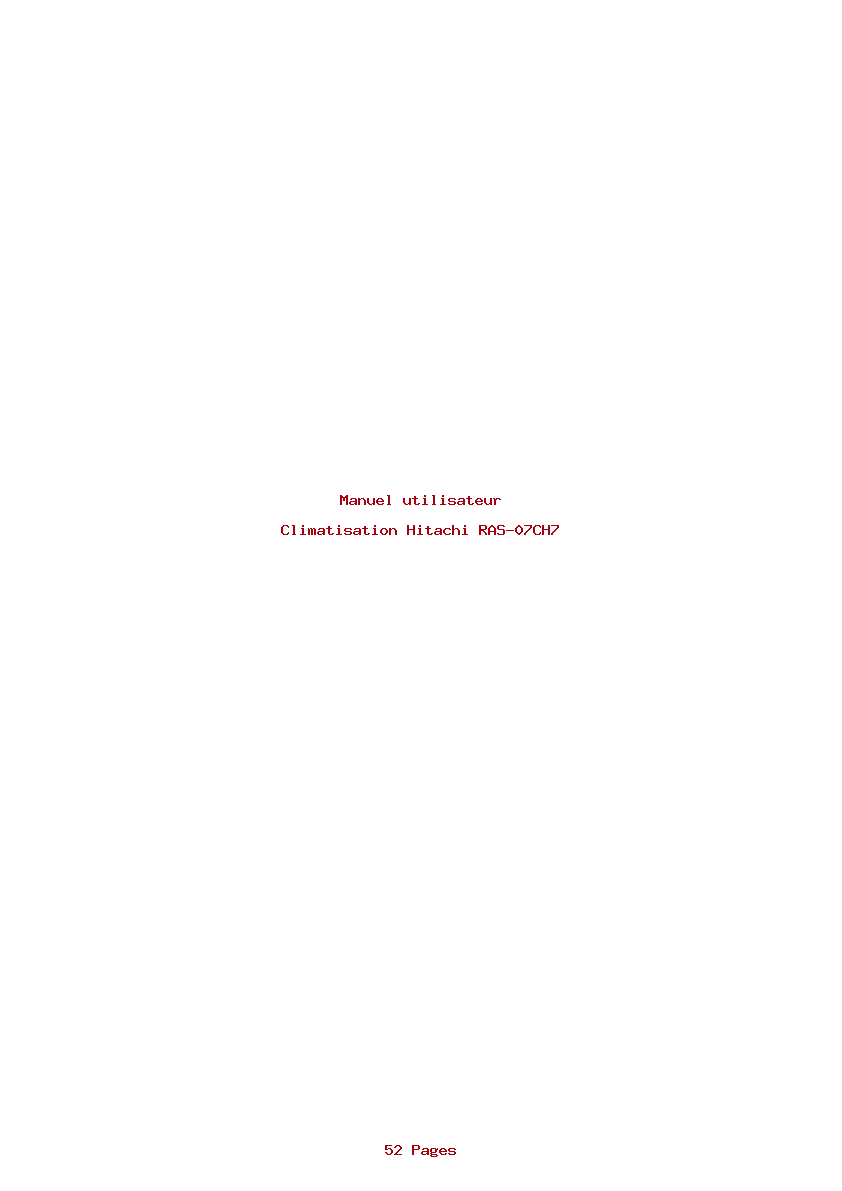 Page 1 de la notice Manuel utilisateur Hitachi RAS-07CH7