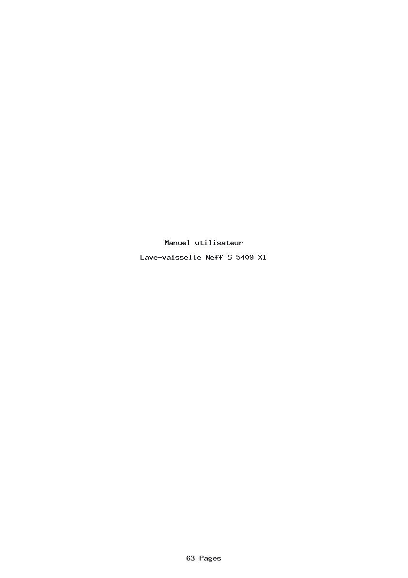 Page 1 de la notice Manuel utilisateur Neff S 5409 X1