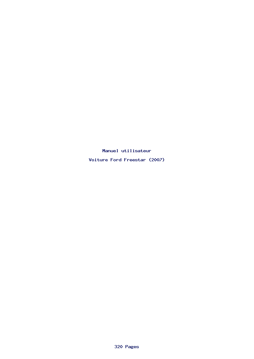 Page 1 de la notice Manuel utilisateur Ford Freestar (2007)