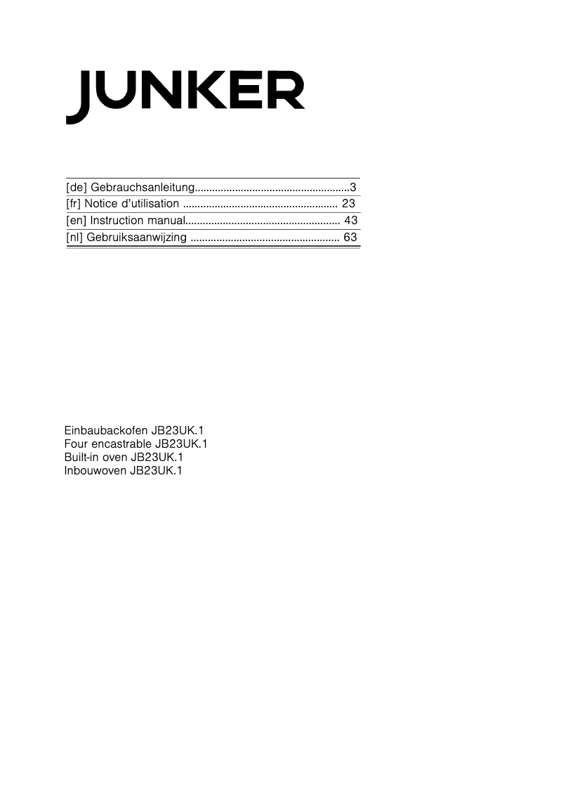 Page 1 de la notice Manuel utilisateur Junker JB23UK51