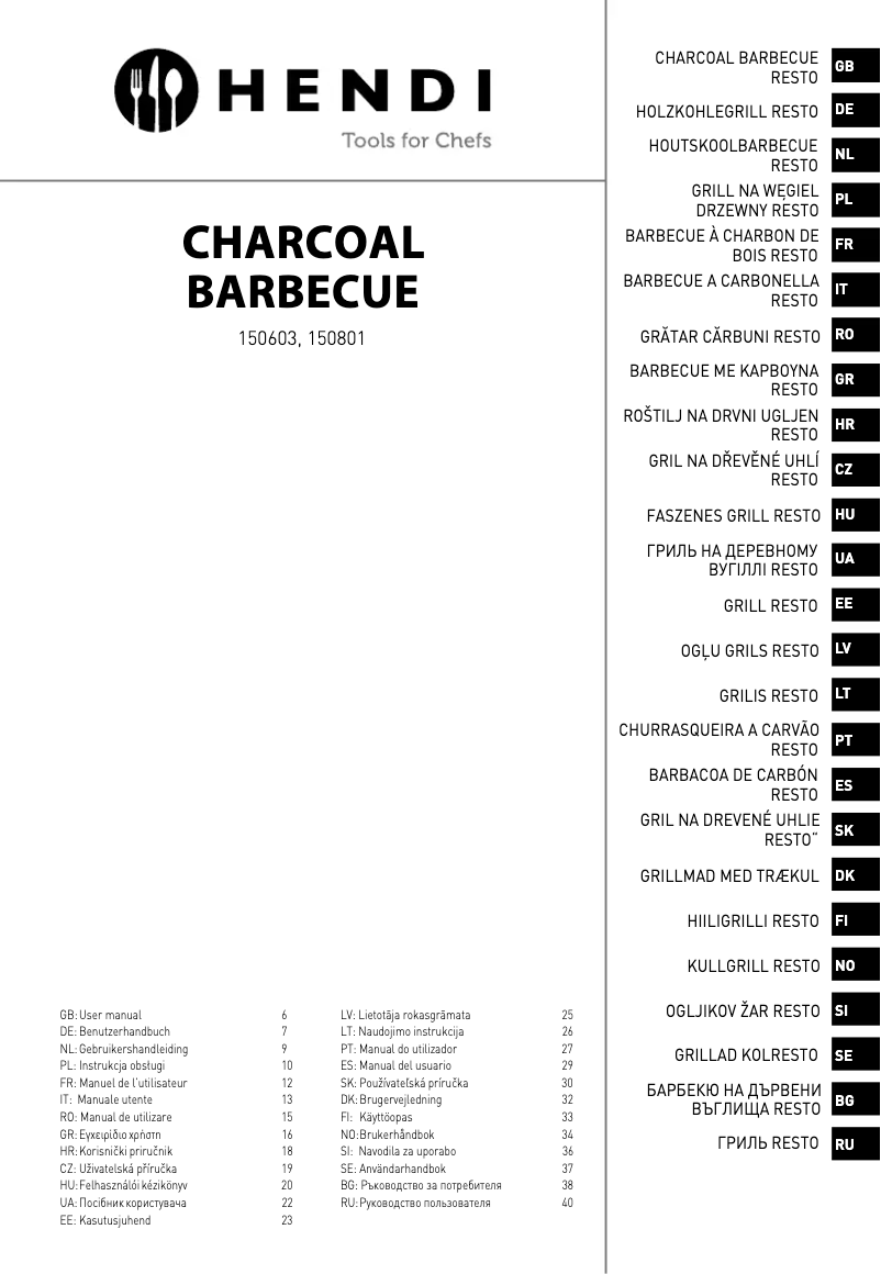 Page 1 de la notice Manuel utilisateur Hendi 150801