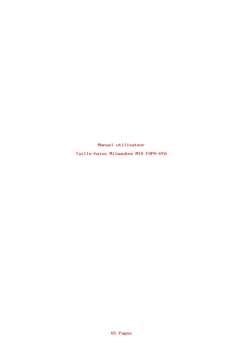 Page 1 de la notice Manuel utilisateur Milwaukee M18 FOPH-HTA