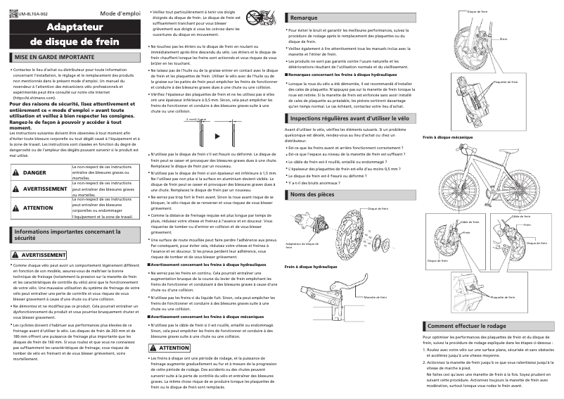 Page 1 de la notice Manuel utilisateur Shimano SM-RTAD05