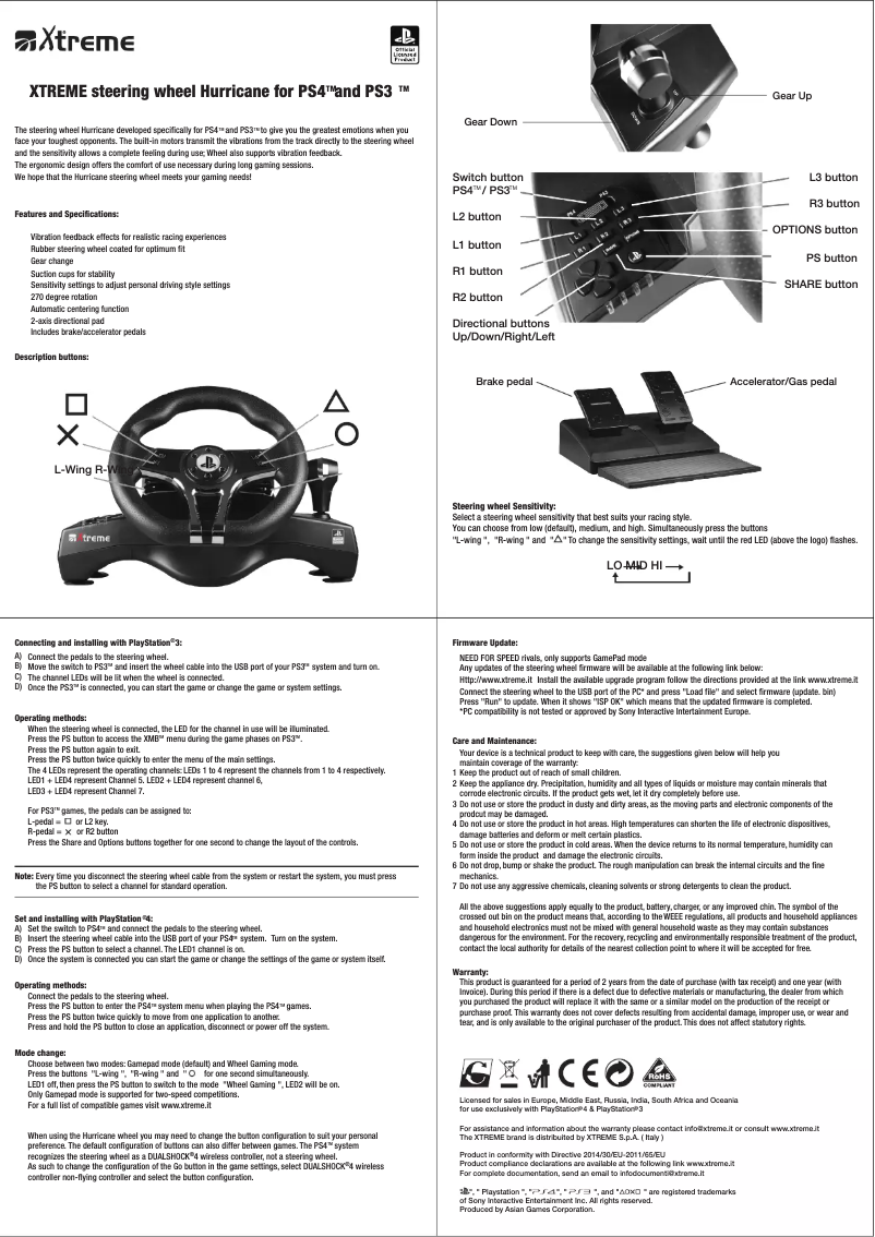 Page 1 de la notice Manuel utilisateur Xtreme WH-3103V