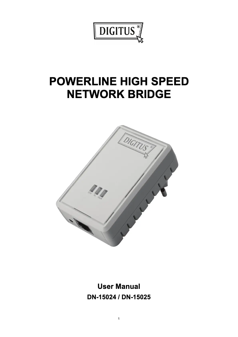 Page 1 de la notice Manuel utilisateur Digitus DN-15024