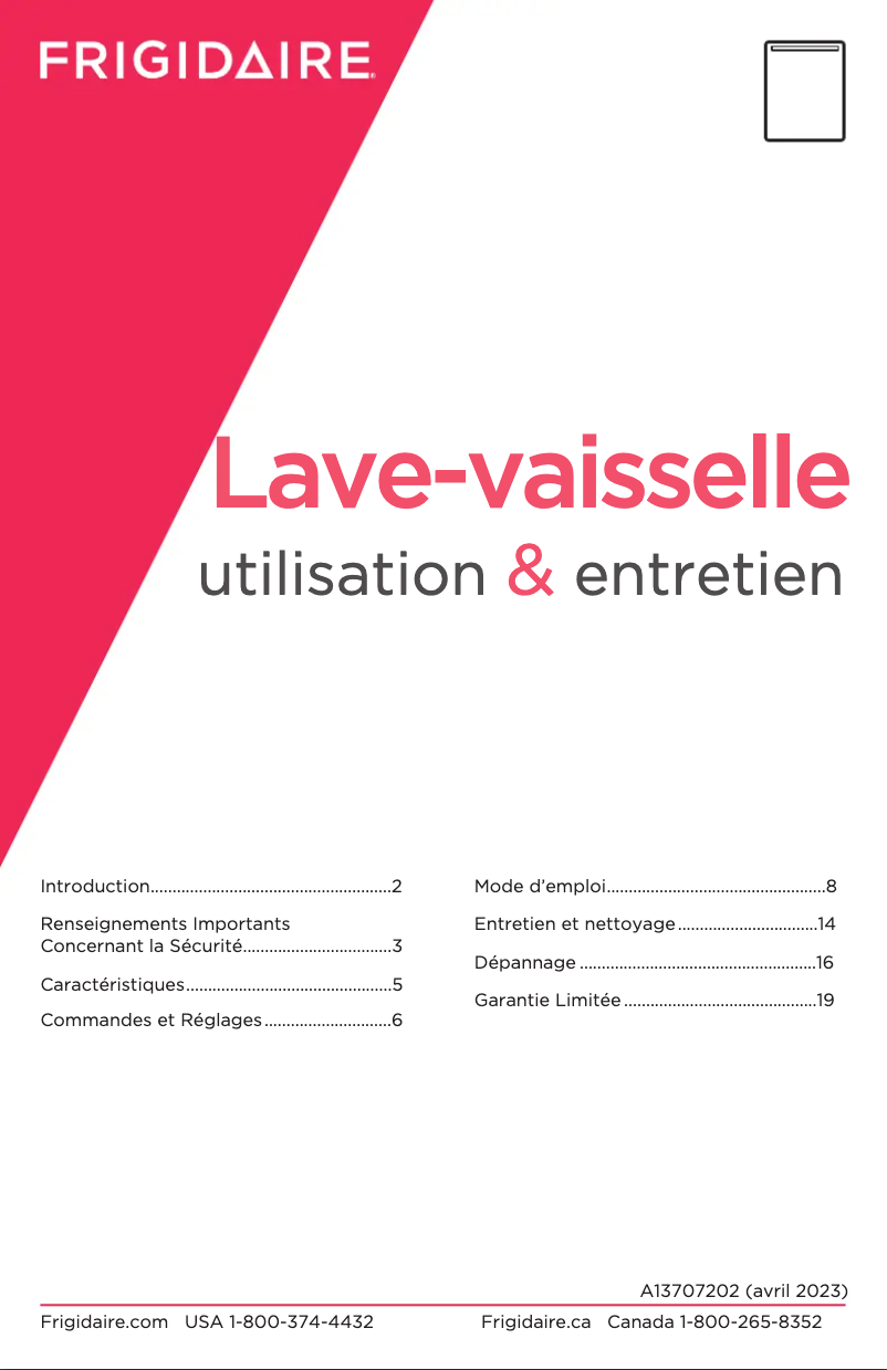 Page 1 de la notice Manuel utilisateur Frigidaire FFCD2413UW