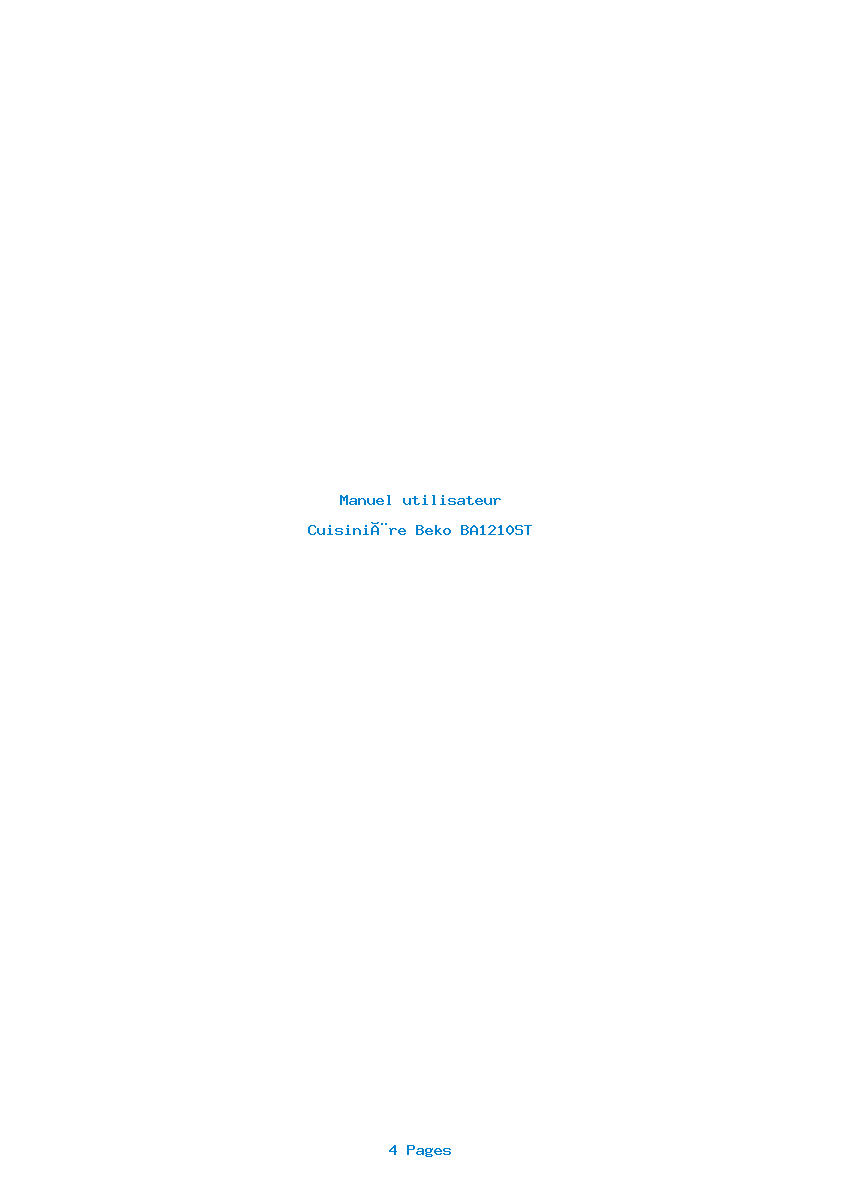 Page 1 de la notice Manuel utilisateur Beko BA1210ST