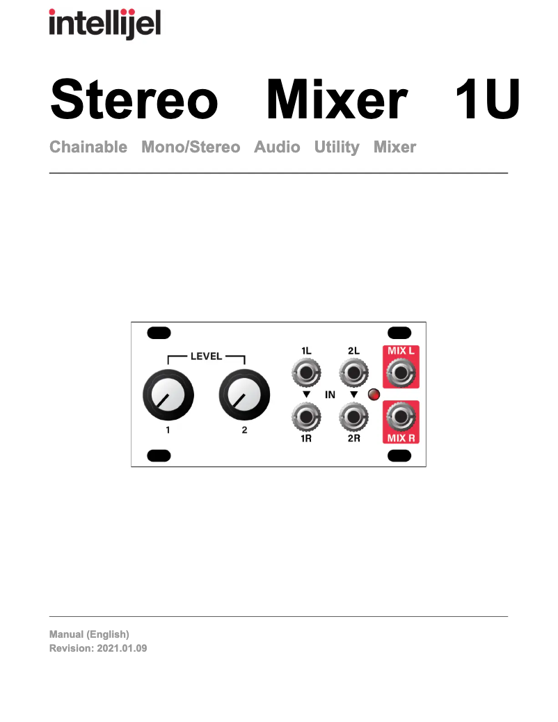 Page 1 de la notice Manuel utilisateur Intellijel Stereo Mixer 1U