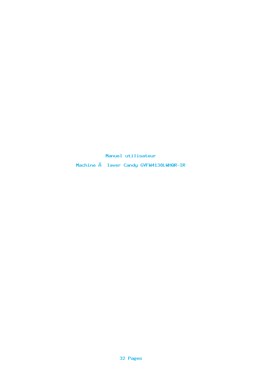 Page 1 de la notice Manuel utilisateur Candy GVFW4138LWHQR-IR