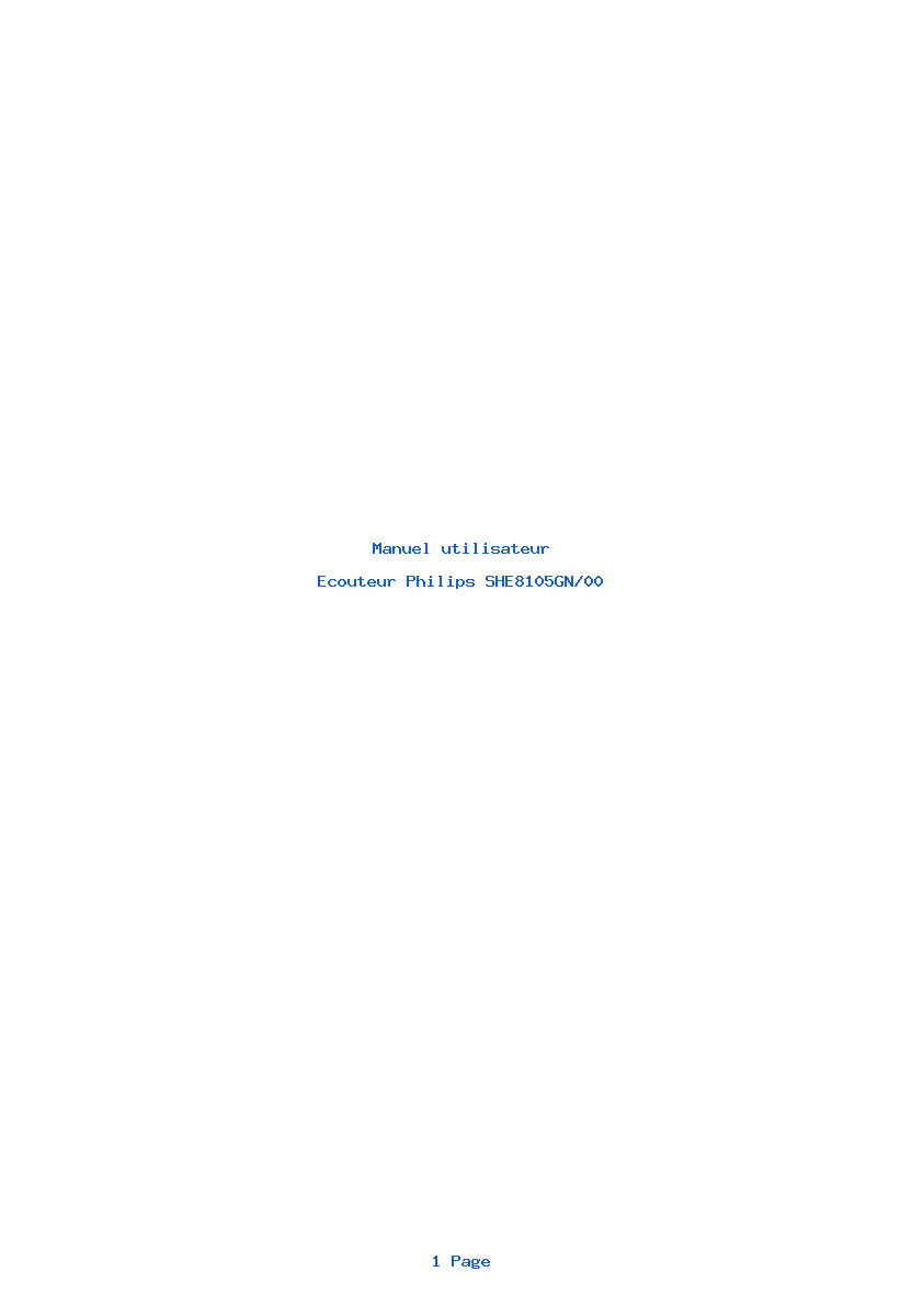 Page 1 de la notice Manuel utilisateur Philips SHE8105GN/00