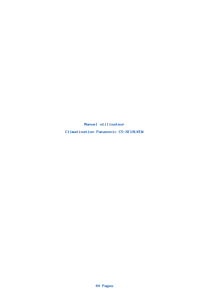 Page 1 de la notice Manuel utilisateur Panasonic CS-XE18LKEW