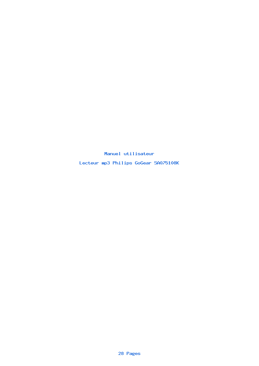Page 1 de la notice Manuel utilisateur Philips GoGear SA075108K