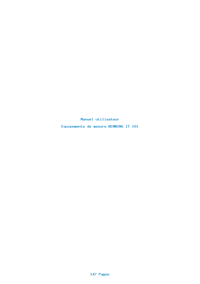 Page 1 de la notice Manuel utilisateur BENNING IT 101