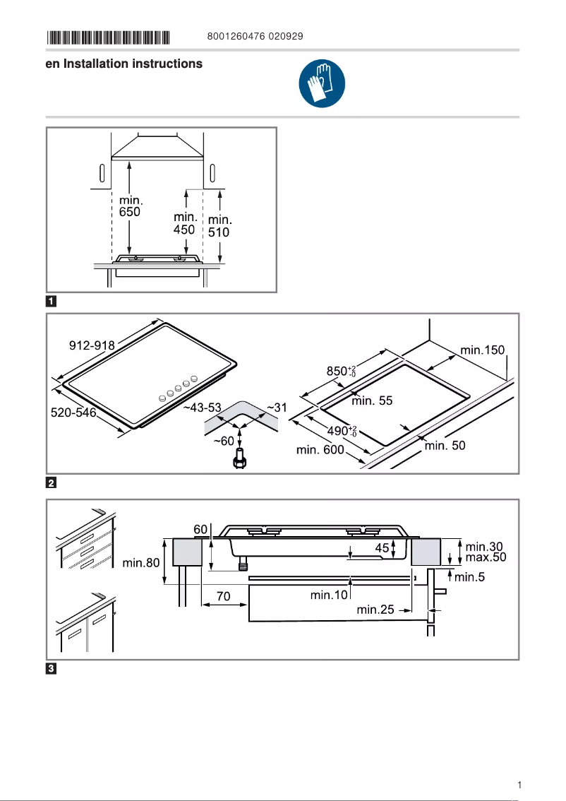 Page 1 de la notice Guide d'installation Bosch PRS9A6B70Z