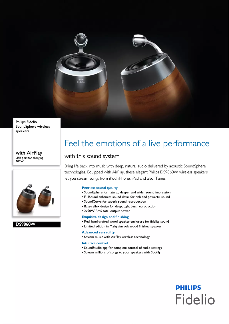 Page 1 of the manual Brochure Philips Fidelio DS9860W