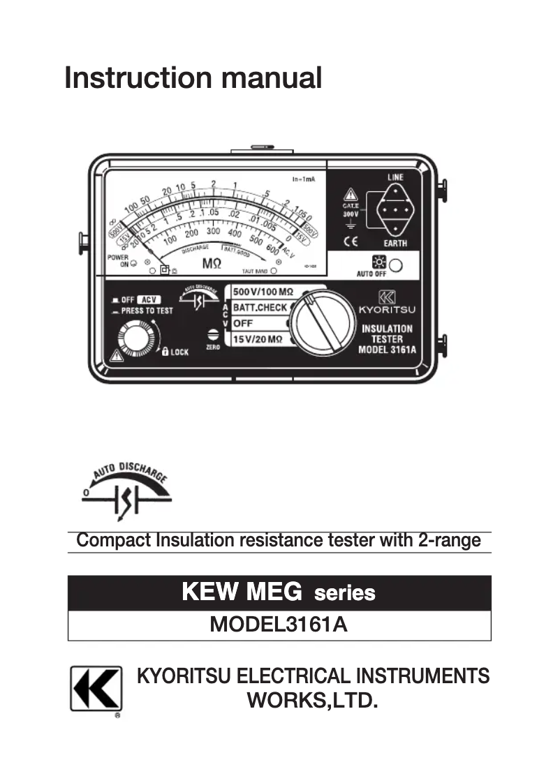 Page 1 de la notice Manuel utilisateur Kyoritsu 3161A