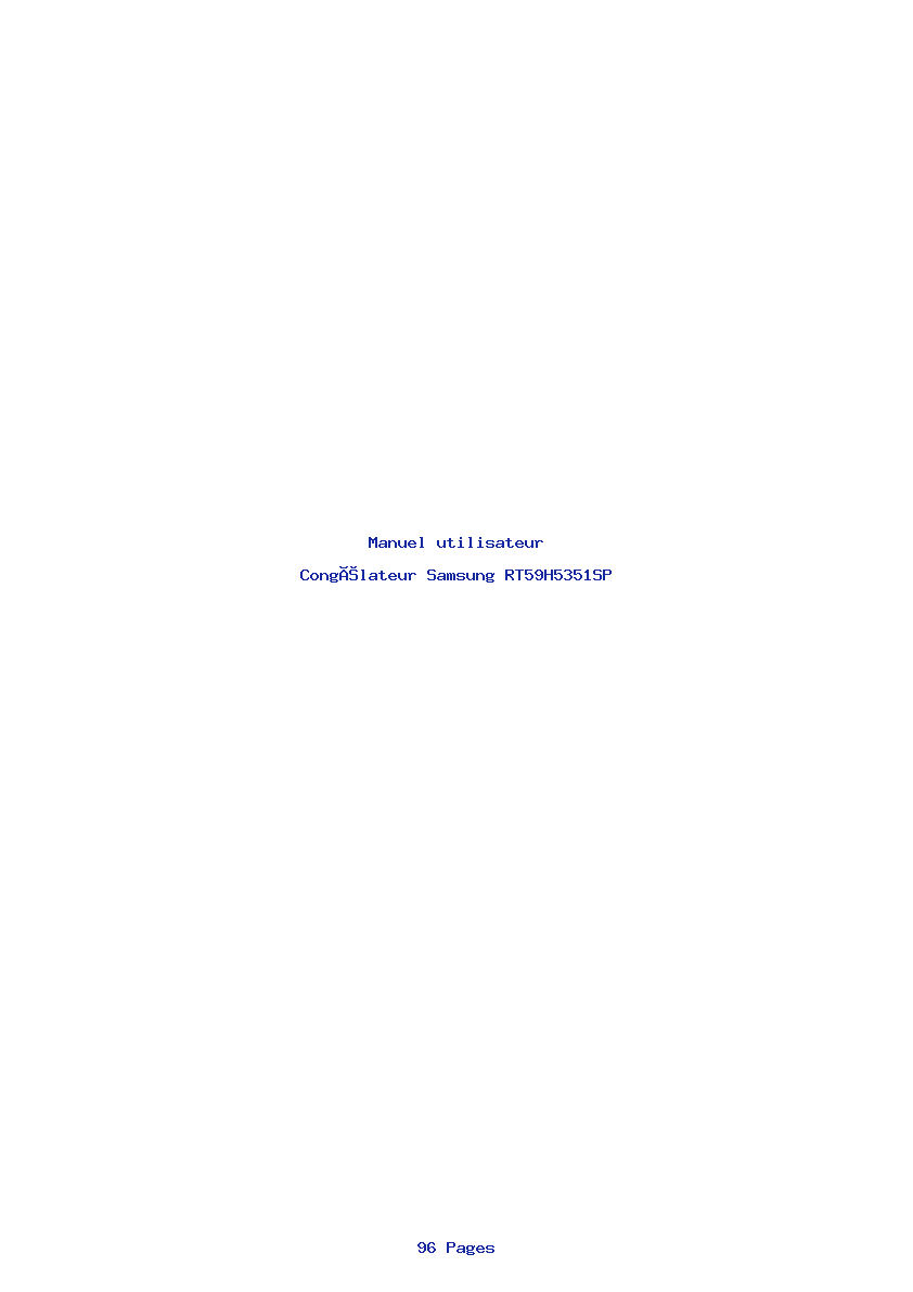 Page 1 de la notice Manuel utilisateur Samsung RT59H5351SP