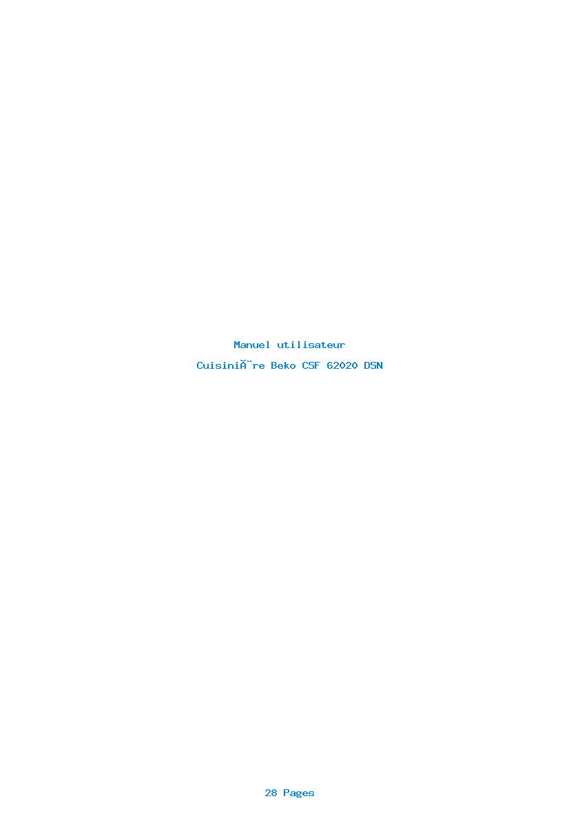 Page 1 de la notice Manuel utilisateur Beko CSF 62020 DSN