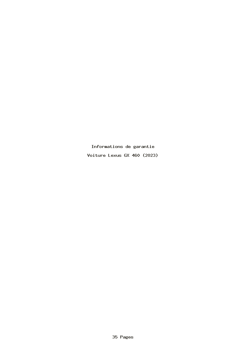 Page 1 de la notice Informations de garantie Lexus GX 460 (2023)