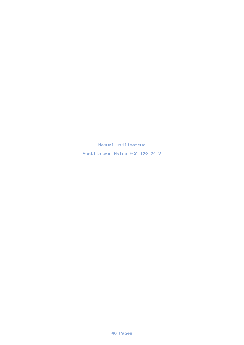 Page 1 de la notice Manuel utilisateur Maico ECA 120 24 V