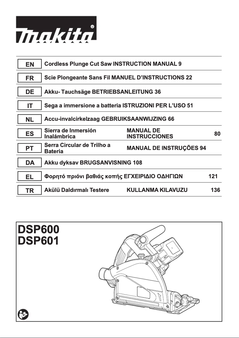 Page 1 de la notice Manuel utilisateur Makita DSP600Z