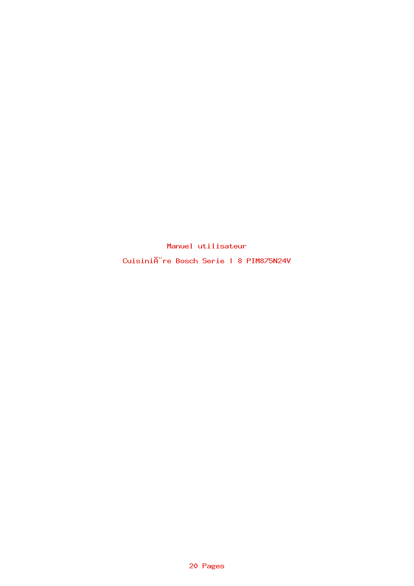 Page 1 de la notice Manuel utilisateur Bosch Serie | 8 PIM875N24V