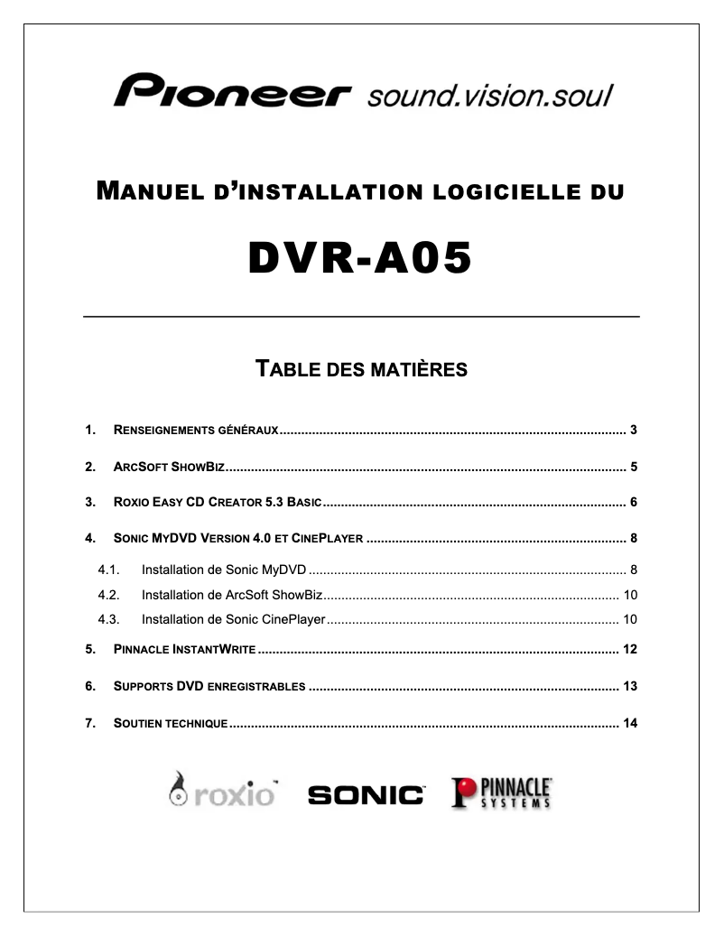Página 1 del manual Guía de instalación Pioneer DVR-105