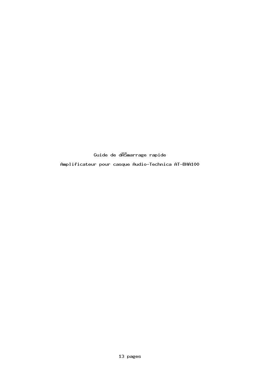 Page 1 de la notice Guide de démarrage rapide Audio-Technica AT-BHA100