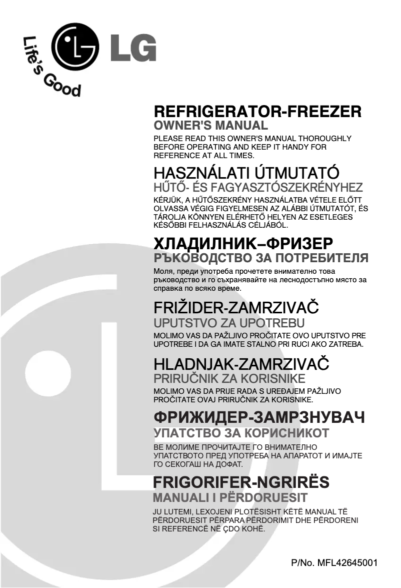 Page 1 de la notice Manuel utilisateur LG GR-U262SC