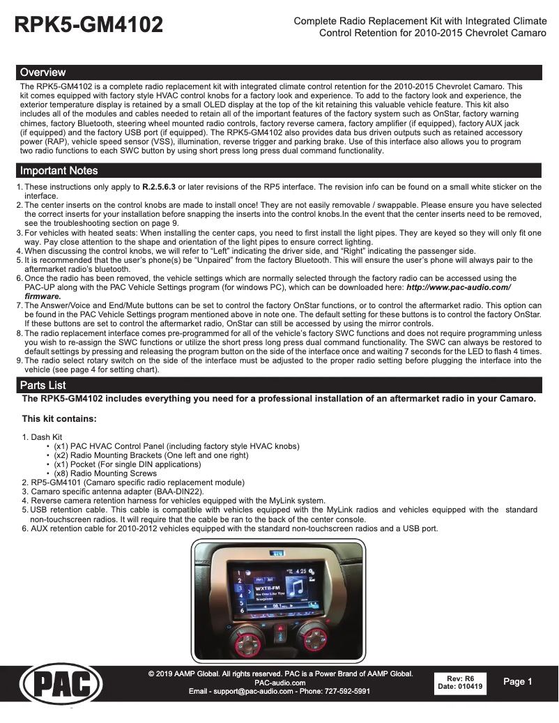 Page 1 de la notice Manuel utilisateur PAC RPK5-GM4102