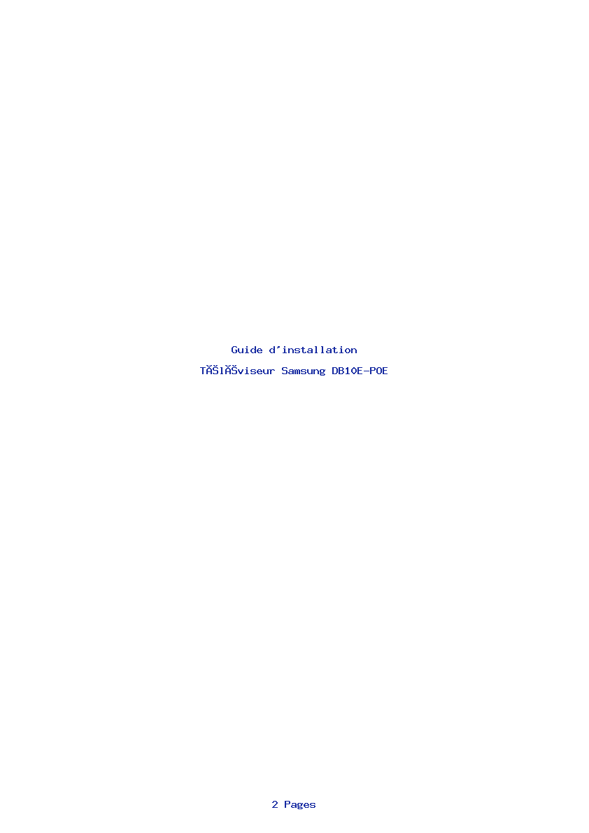 Page 1 de la notice Guide d'installation Samsung DB10E-POE