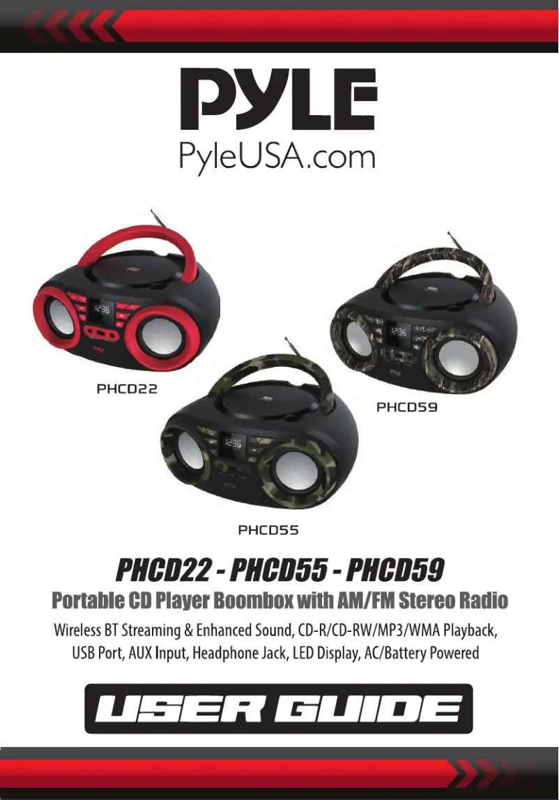 Page 1 de la notice Manuel utilisateur Pyle PHCD55
